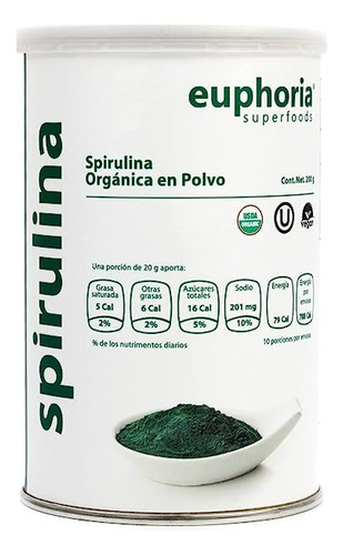 Euphoria Superfoods  Spirulina Organico En Polvo 100g