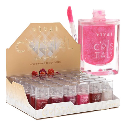 36 Lip Gloss Cristal Glitter 3214 - Box Vivai Atacado Sj