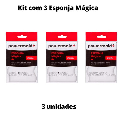 Kit Com 3 Esponja Mágica Tira Manchas Sem Produto Powermaid 