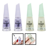 Kit Esmalte Risque 2 Seda Base + 2 Cobertura Brilhante