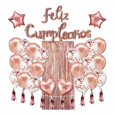 Kit De Globos Decoración Fiesta Cumpleaños Hombre Mujer Rosa | Meses sin interés