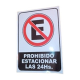 Vinilo Autoadhesivo Cartel Prohibido Estacionar 24hs 25x19cm
