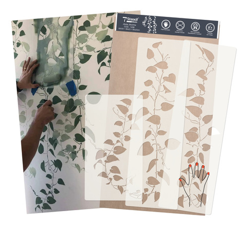 Stencil Decor Floral Jiboinha Para Parede - Envio Expresso