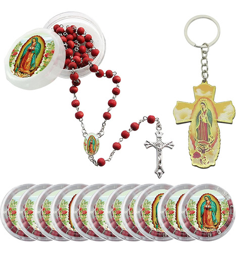 12 Rosarios Rojos Perfumados De Virgen De Guadalupe Rec...