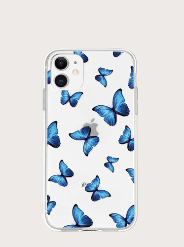 Forro Funda  Case Para iPhone Transparente Con Mariposas