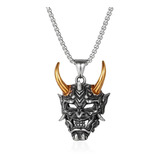 Collar Vikingo Demonio Acero Inoxidable Mascara Cuernos