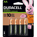 Pilha Recarregável Duracell Aa 2500-mah Cartela Com 4 Pilhas