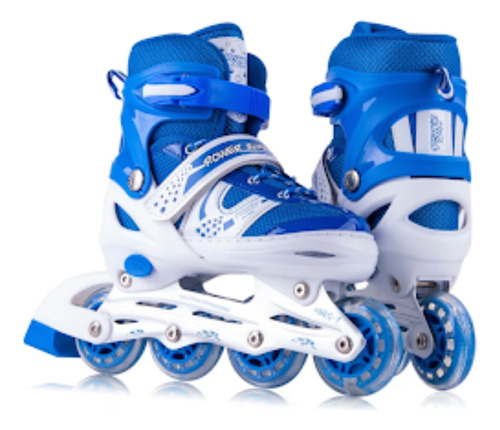 Patines Lineales Ajustable Azul Y Rojo Para Niños Rueda Led