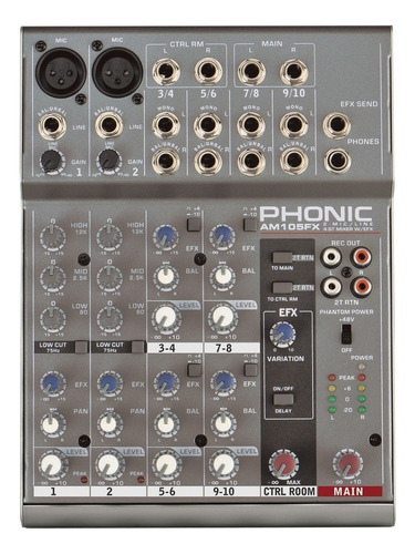 Mixer Compacta Phonic Am105fx 2xlr+4 Stereo C/phantom Efecto