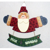 Santa Claus Adorno Para Puerta O Pared Mdf  Pintado A Mano