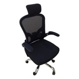 Sillon Silla De Pc Y Oficina Oon Apoyacabezas Y Base Cromada Color Negro