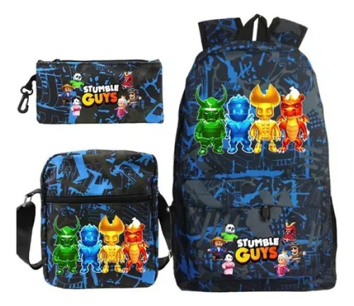 Mochila Infantil Stumble Guys, Conjunto De 3 Peças, Bolsas A