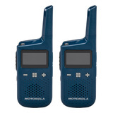 Motorola T383 - Radio De 2 Vías Azul De 25 Millas Con Base D
