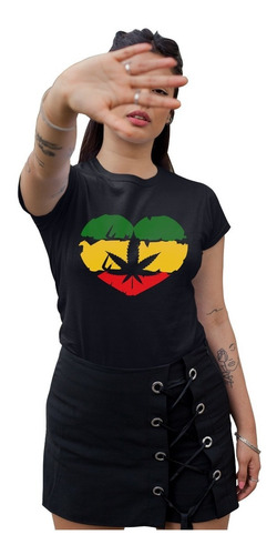 Ropa De Mujer Playera Varias Tallas De Reggae Weed