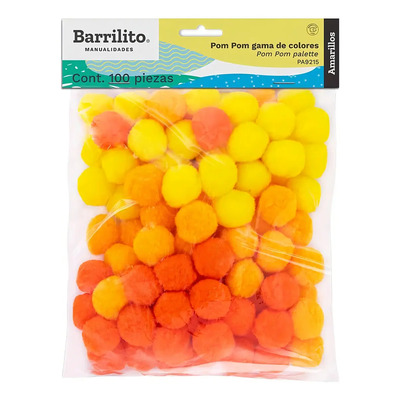 Pompones Decorativos Barrilito de Tela Mezcla de Colores, 33 mm - Paquete de 100 | Meses sin interés
