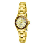 Invicta Pro Diver 12527 Para Mujer, Tamaño Pequeño, Acero Inoxidable, 25 Mm, 10 Bisel, Color Marrón, Fondo Dorado