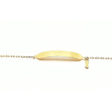 Pulseira Infantil Chapinha Com Figuinha Em Ouro 18 K