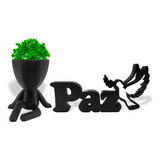 Planta Artificial + Paz 3d + Vasinho Decorativo Bob Plant