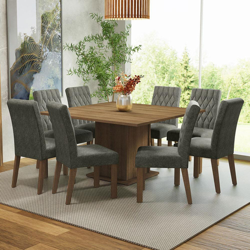 Juego Comedor Mesa De Madera 8 Sillas Leila Madesa M/p