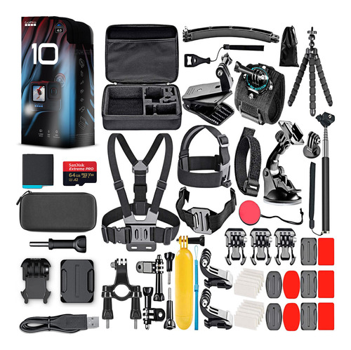 Cámara Deportiva Gopro Hero10 Impermeable Con Set De