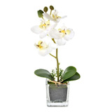 Mini Arranjo De Orquídeas Artificial Vaso De Vidro 20cm