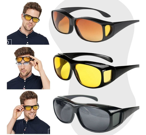 Lentes Hd Visión Nocturna Negro Unisex Manejo Noche F Lente Amarillo