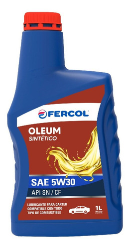 Aceite Fercol Oleum Sintetico 5w-30 Multigrado 1 Lt