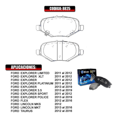 Pastilla De Freno Trasera Ford Explorer Edge 2013 2014 8825 Foto 2