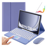 Funda+teclado+mouse+lápiz Para Galaxy Tab A9plus 11 Púrpura