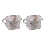 2x Cesta De Armazenamento De Tecido Rope Flower Pot Dirty Cl