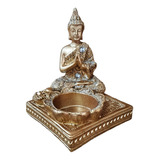 Incensário Vareta Buda Namastê Dourado Brilhante Meditando 