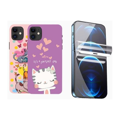 Funda Antigolpe Gatitos + Protector Hidrogel Para Motorola