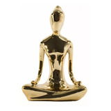 Estátua Enfeite Decorativo Posição De Yoga - Dourado