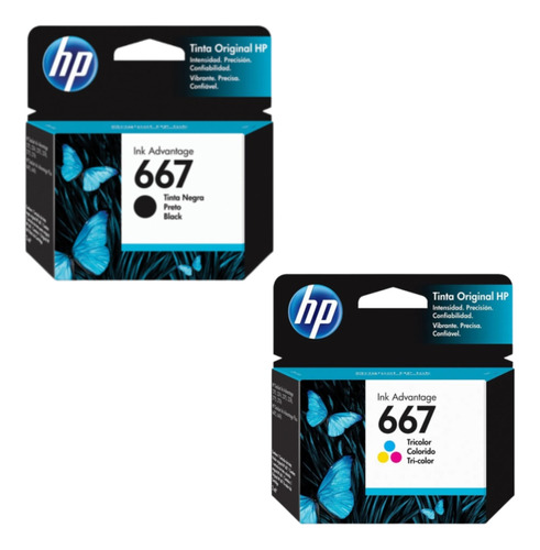 Kit Cartucho Tintas Hp 667 Impressora Deskjet Advantage  