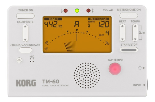 Metrônomo Afinador Digital Korg Tm-60 Branco