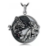 Collar Anillo Yin Yang Dragón Tigre Colgante Hombre