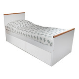 Cama De 1 Una Plaza Nordica Infantil Con Cajones Blancos X2