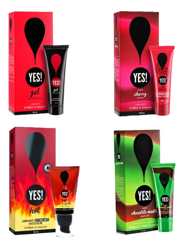   Pack Yes! 4 Lubricantes Original,cherry,hot ,chocolate 