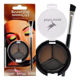 10 Kit Delineador Sobrancelha Sombras + Pincel + Moldes