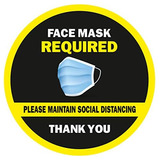 Face Mask Required Decals Stickers, 12 Pack 7.5 Roun...