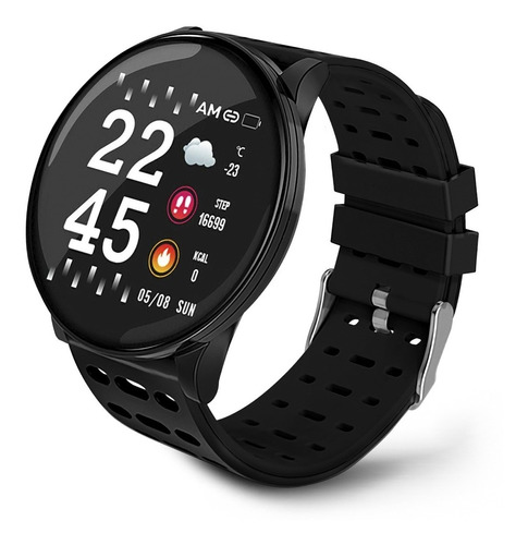 Redlemon Smartwatch Reloj Inteligente Con Monitor Cardiaco, Presión Arterial Y Podómetro, Resistente Al Agua, Reloj Para Hombre Y Mujer, Notificaciones De Mensajes Y Redes Sociales, 3 Correas, Mod. W9