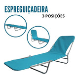Cadeira Espreguiçadeira Textline Praia Piscina Importway Cor Azul