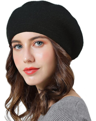 Gorro De Boina De Invierno Para Mujer, Gorro De Punto De Pel