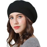 Gorro De Boina De Invierno Para Mujer, Gorro De Punto De Pel