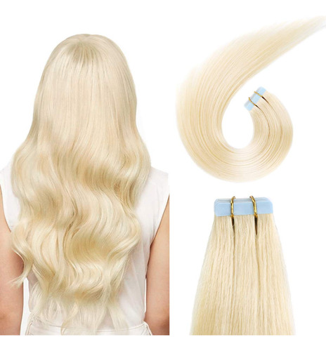 Mega Hair Loiro Fita Adesiva Brasileiro 45cm - 20 Peças