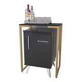 Bar Bancada P/ Frigobar  E Adega Refrigerada Dourado Preto