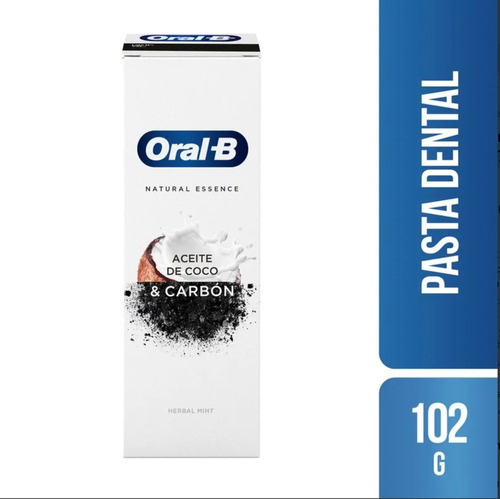 Pasta Dental Oral-b Natural Essence Herbal Mint Con Aceite De Coco Y Carbón 102gramos