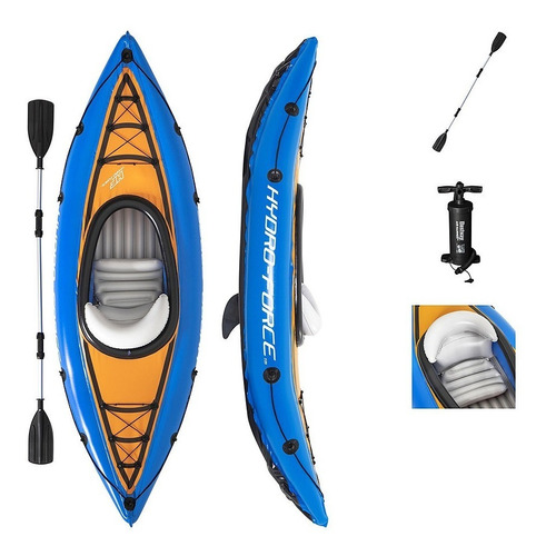 Bote Kayak Inflable 1 Persona Kit Completo Rio Lago Pesca