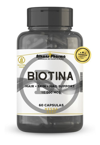 Biotina Vitamina B7 10.000 Mcg 60 Caps Envio Hoje