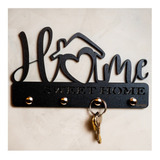 Suporte Para Chaveiro Home Sweet Home 6mm Preto 4 Ganchos 